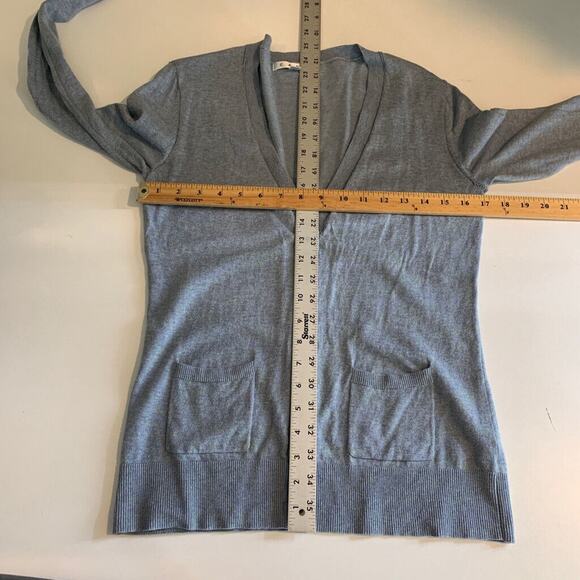 Cabi Cardigan Womens S Small Blue Gray Cotton Button Billi Ribbed Trim Sweaters - Picture 6 of 10